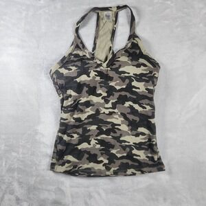 Danysu Tank Top Women's L Camo Ribbed V-Neck Padded Built In Active Streetwear